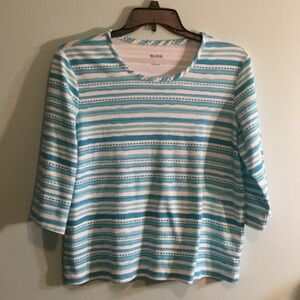 Blair Aqua and White Striped Crewneck Tee